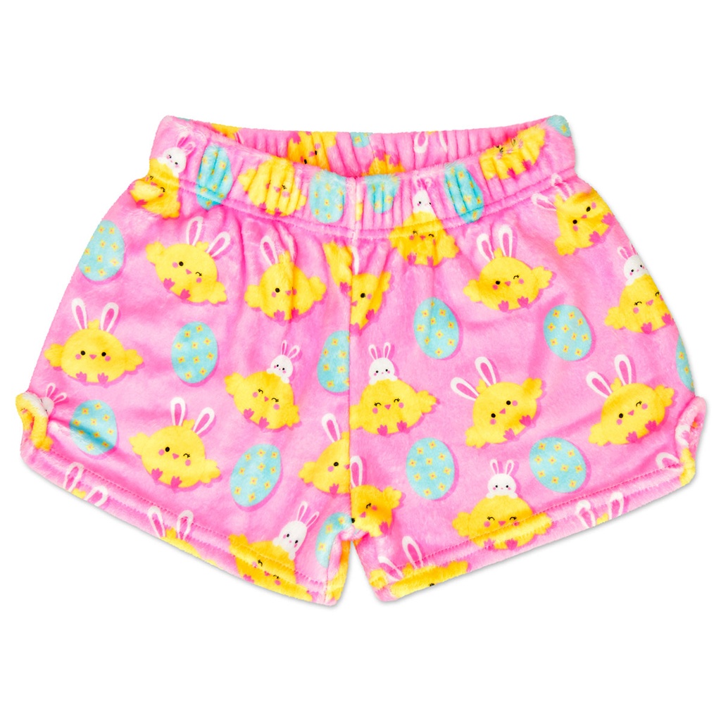 [820-3497M] Hoppy Chicks Plush Shorts (Medium (10-12))