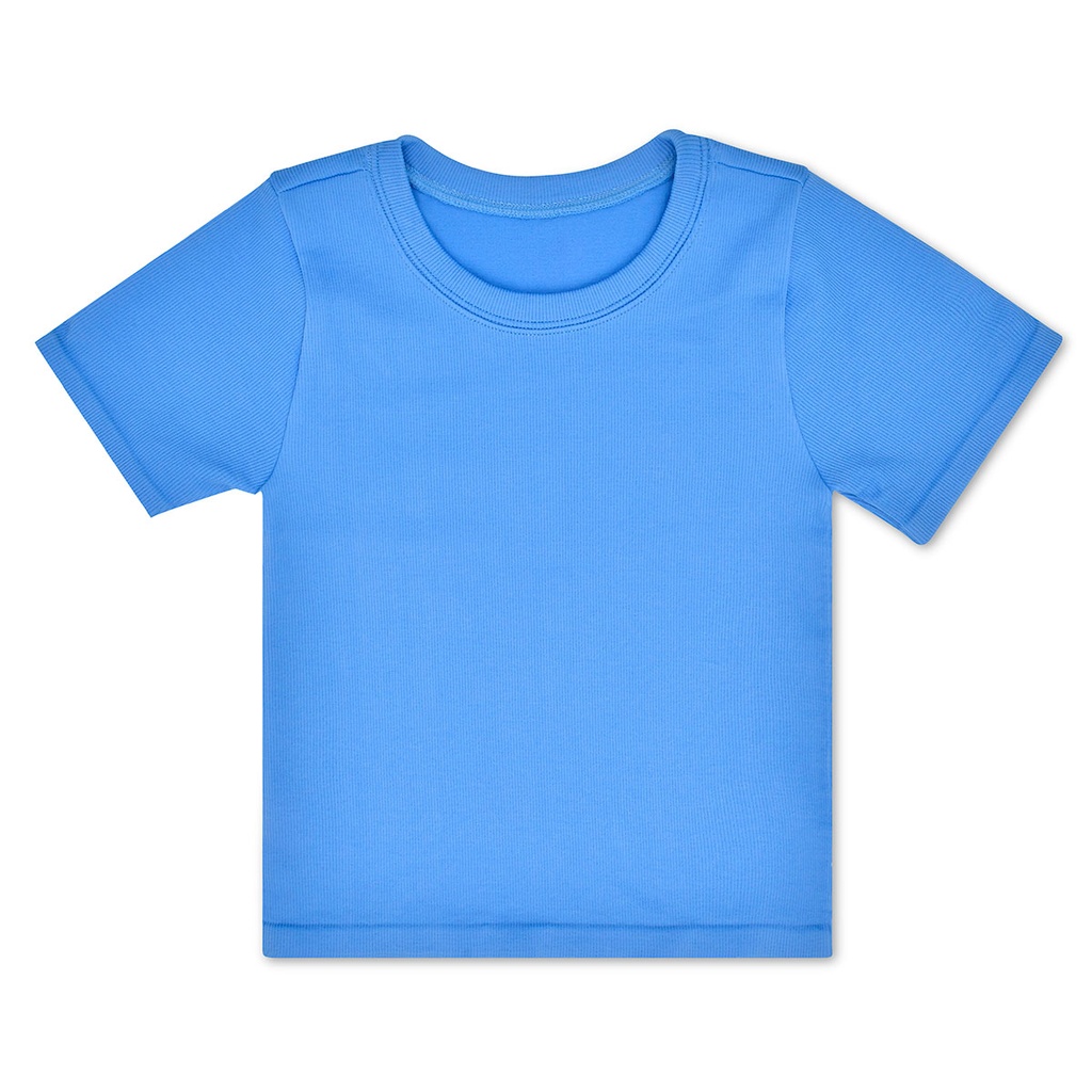 [820-3522S-M] Bright Blue Ribbed Short Sleeve Shirt (Youth Small/Medium (7-10))