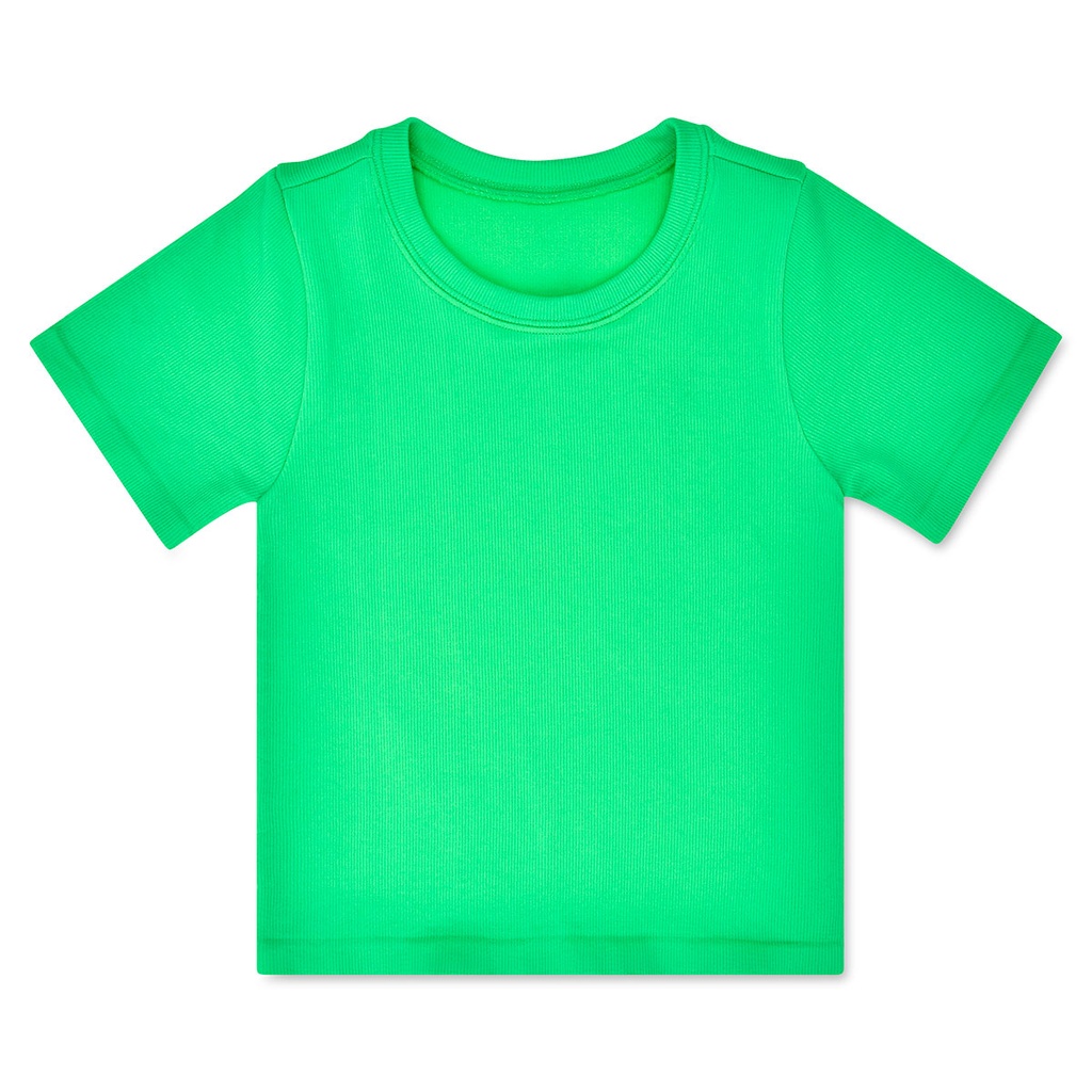 [820-3524S-M] Glam Green Ribbed Short Sleeve Shirt (Youth Small/Medium (7-10))