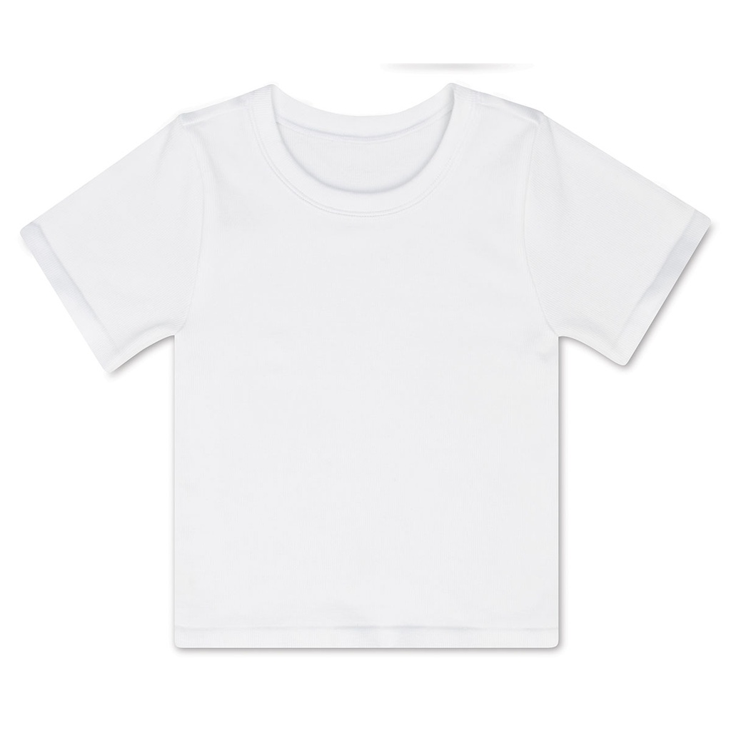 [820-3525S-M] White Ribbed Short Sleeve Shirt (Youth Small/Medium (7-10))