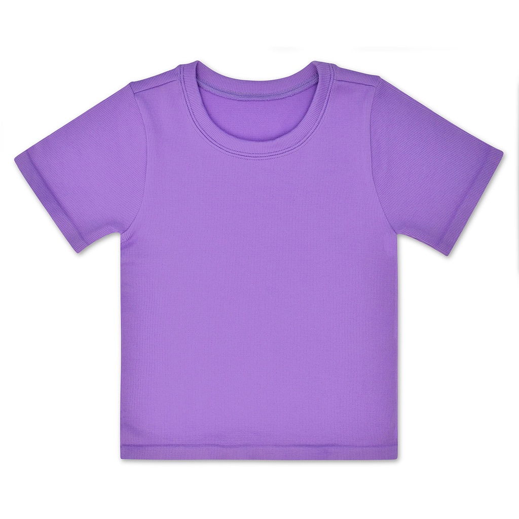 [820-3534S-M] Vivid Violet Ribbed Short Sleeve Shirt (Youth Small/Medium (7-10))