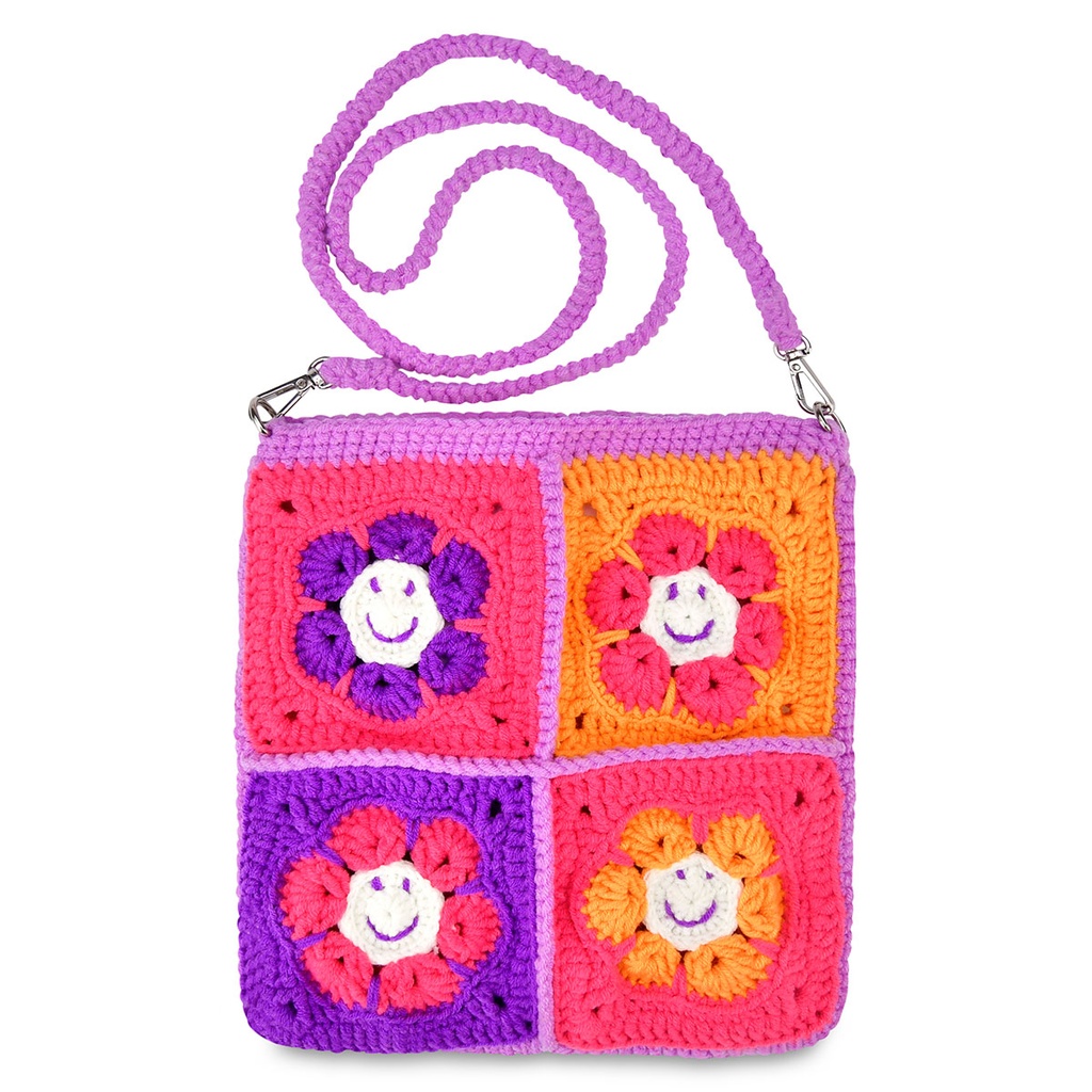 [810-2303] Groovy Smiles Crochet Bag