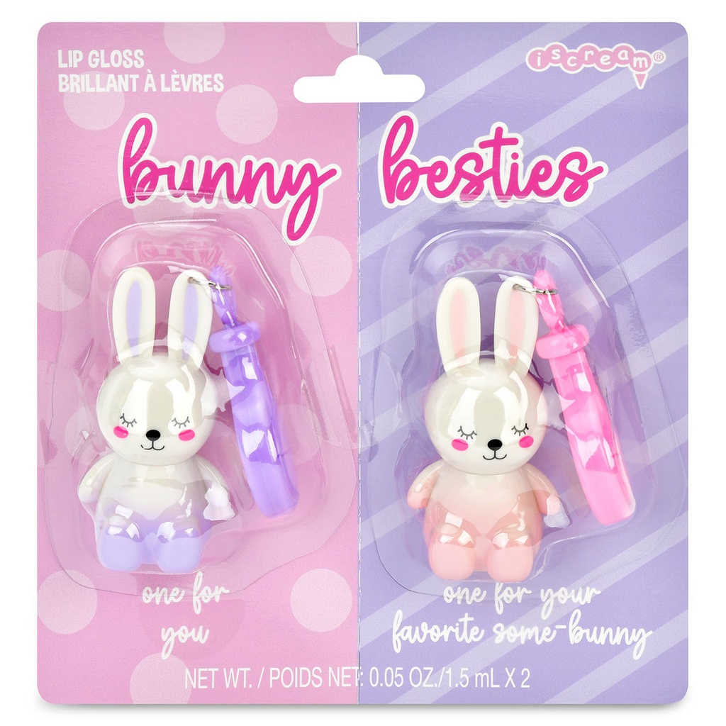 [815-355] Bunny Besties Lip Gloss Key Chains - 2 pieces