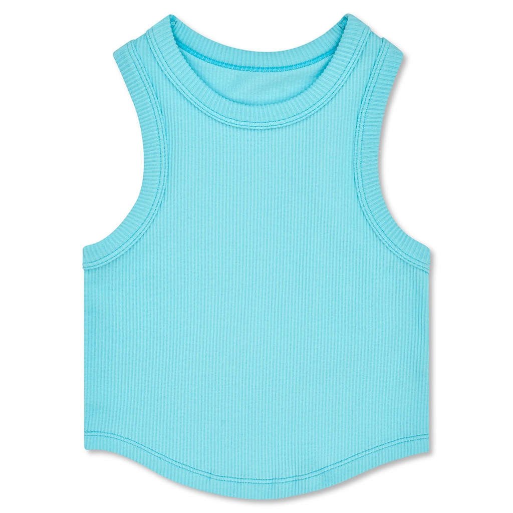 Ice Blue Cropped Racer Back Tank Top