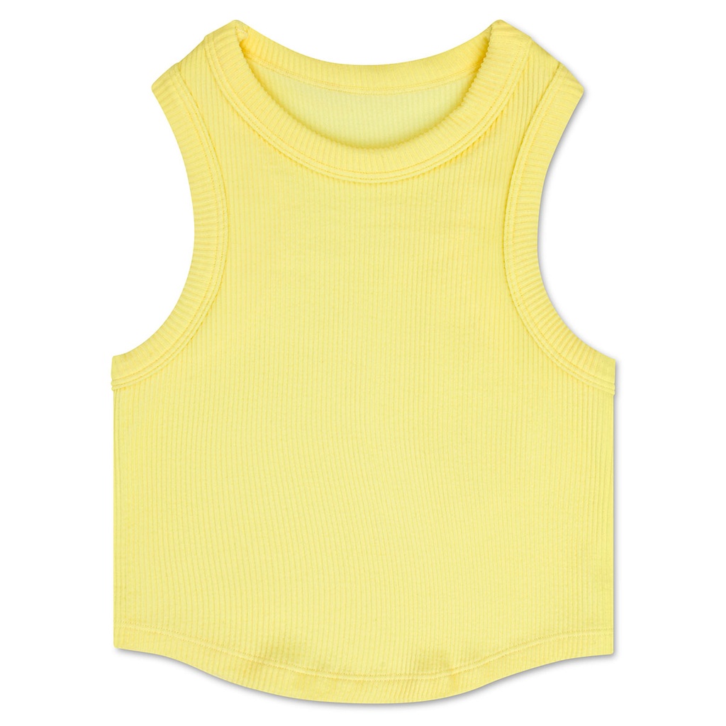 Butter Yellow Cropped Racer Back Tank Top