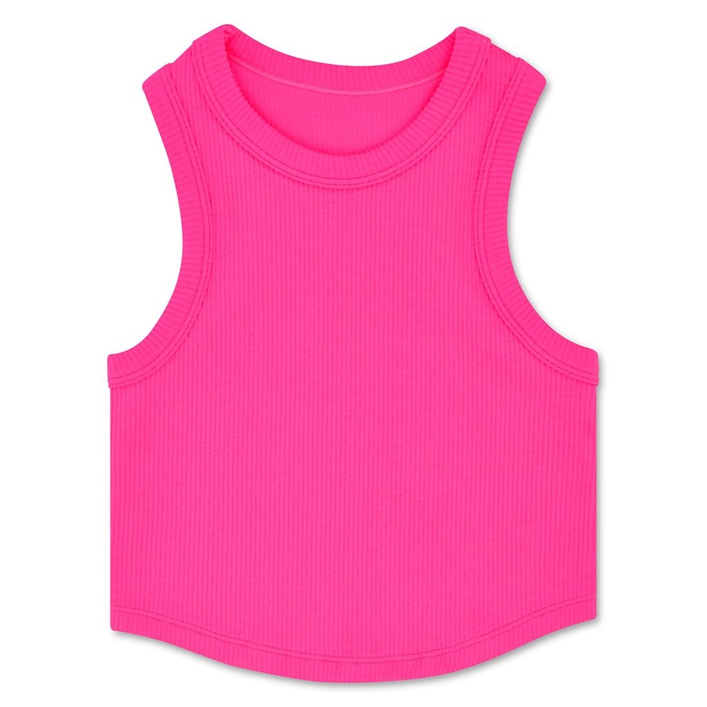 Hot Pink Cropped Ribbed Racerback Tank Top