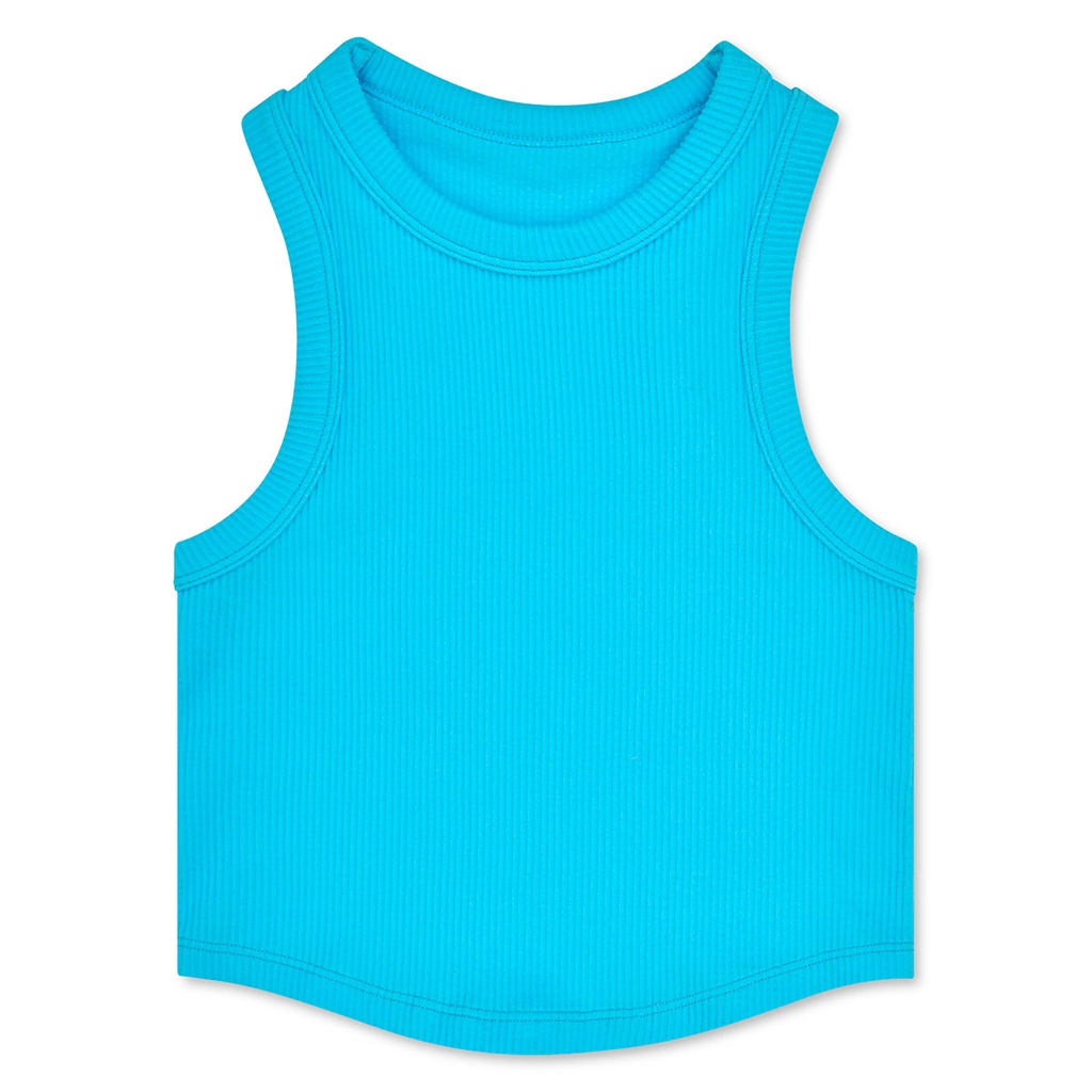 Turquoise Cropped Racer Back Tank Top