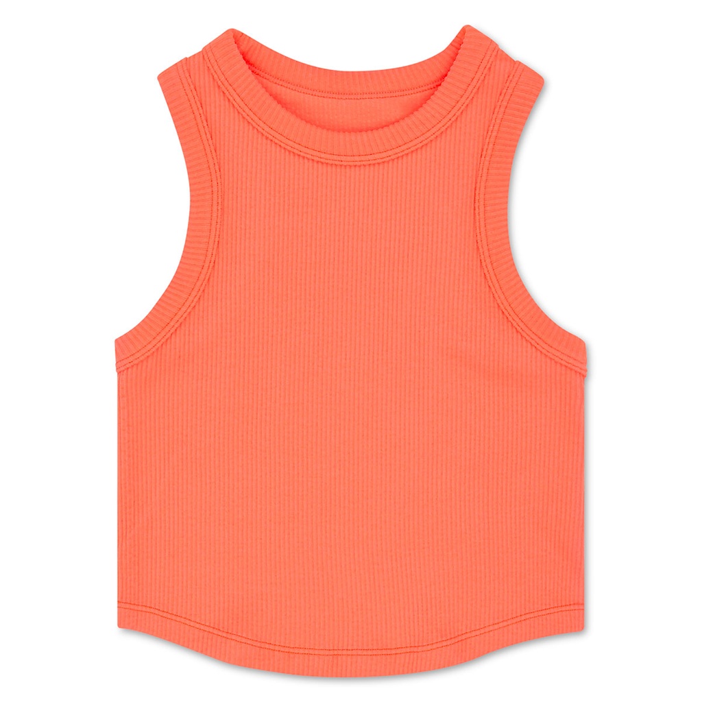 [820-3630S-M] Deep Orange Cropped Racer Back Tank Top (Youth Small/Medium (7-10))