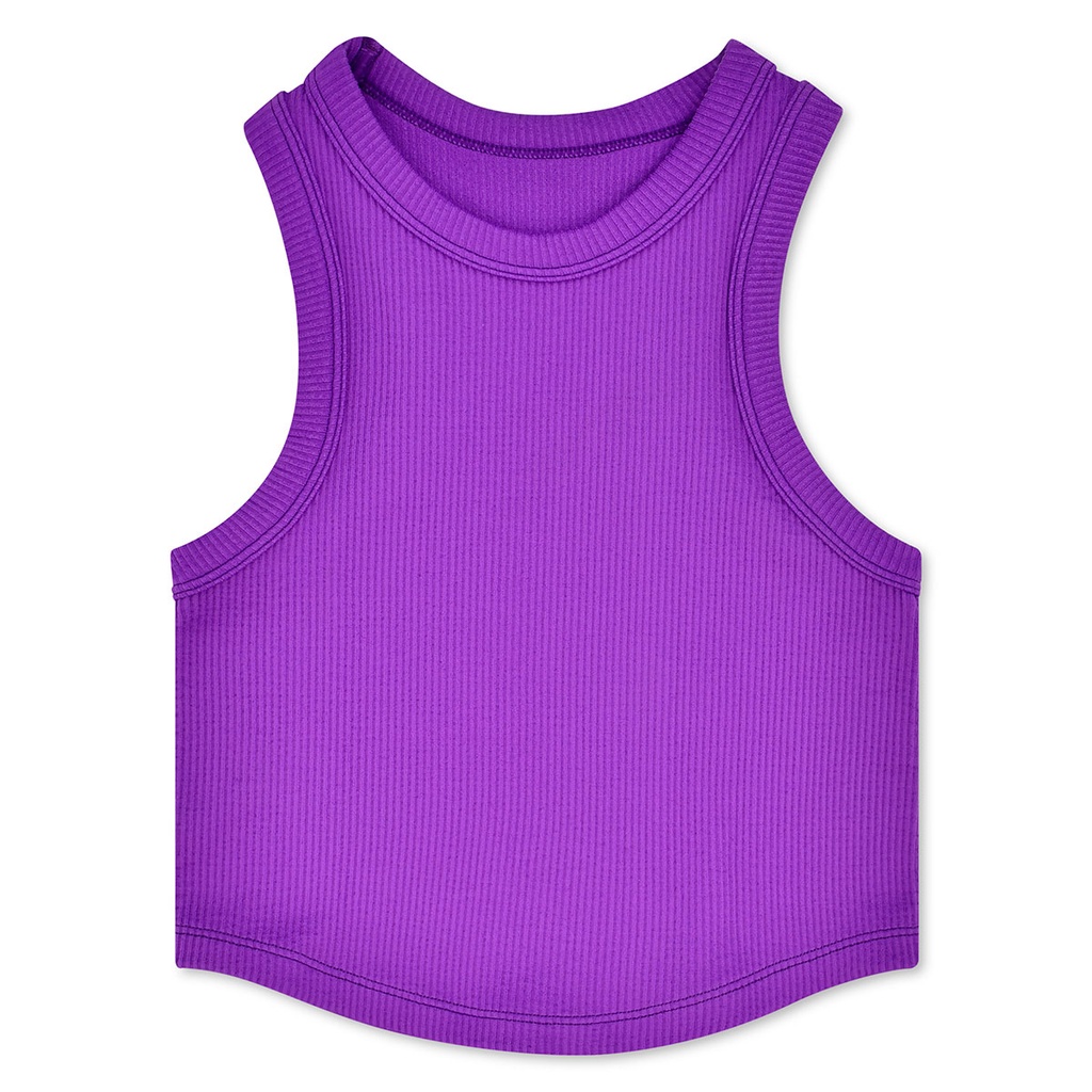 [820-3631M-L] Neon Purple Cropped Racer Back Tank Top (Youth Medium/Large (10-14))