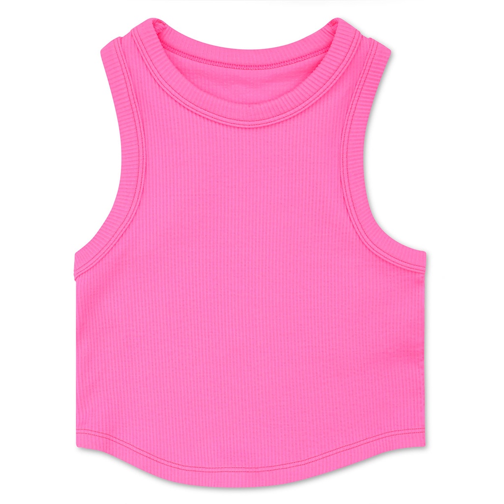 Bright Pink Cropped Racer Back Tank Top