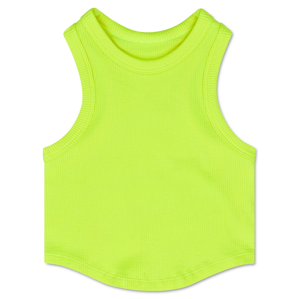 [820-3633M-L] Neon Yellow Cropped Racer Back Tank Top (Youth Medium/Large (10-14))