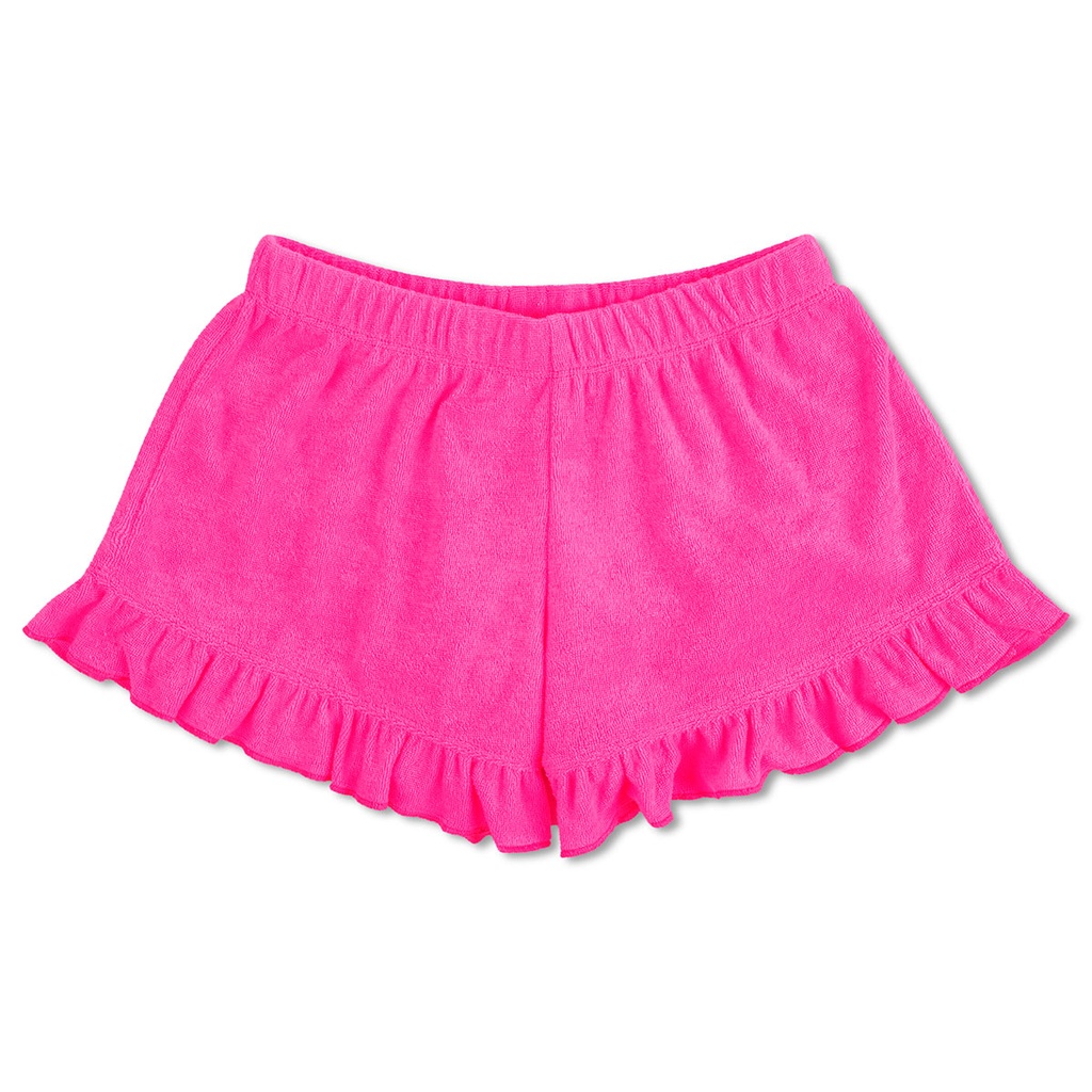 Hot Pink Terry Ruffled Shorts