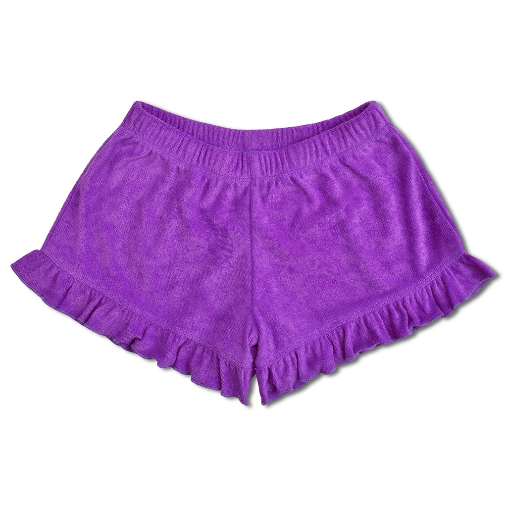 Neon Purple Terry Ruffled Shorts