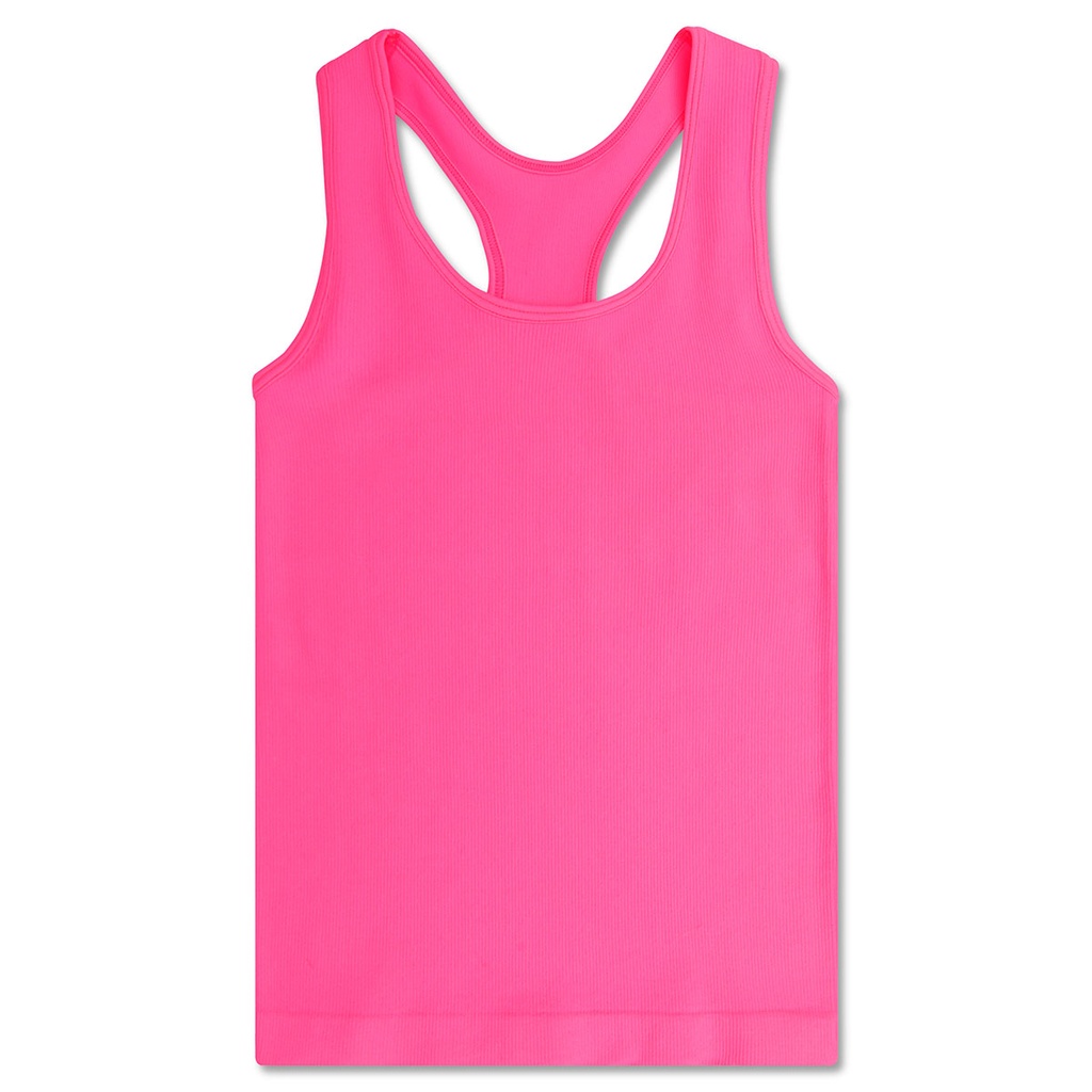 [820-3677S-M] Bright Pink Ribbed Racerback Tank Top (Youth Small/Medium (7-10))