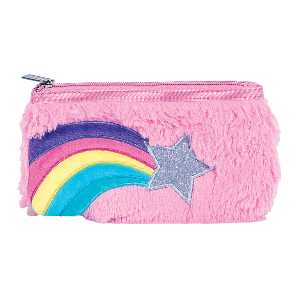 Rainbow Star Furry Pencil Case