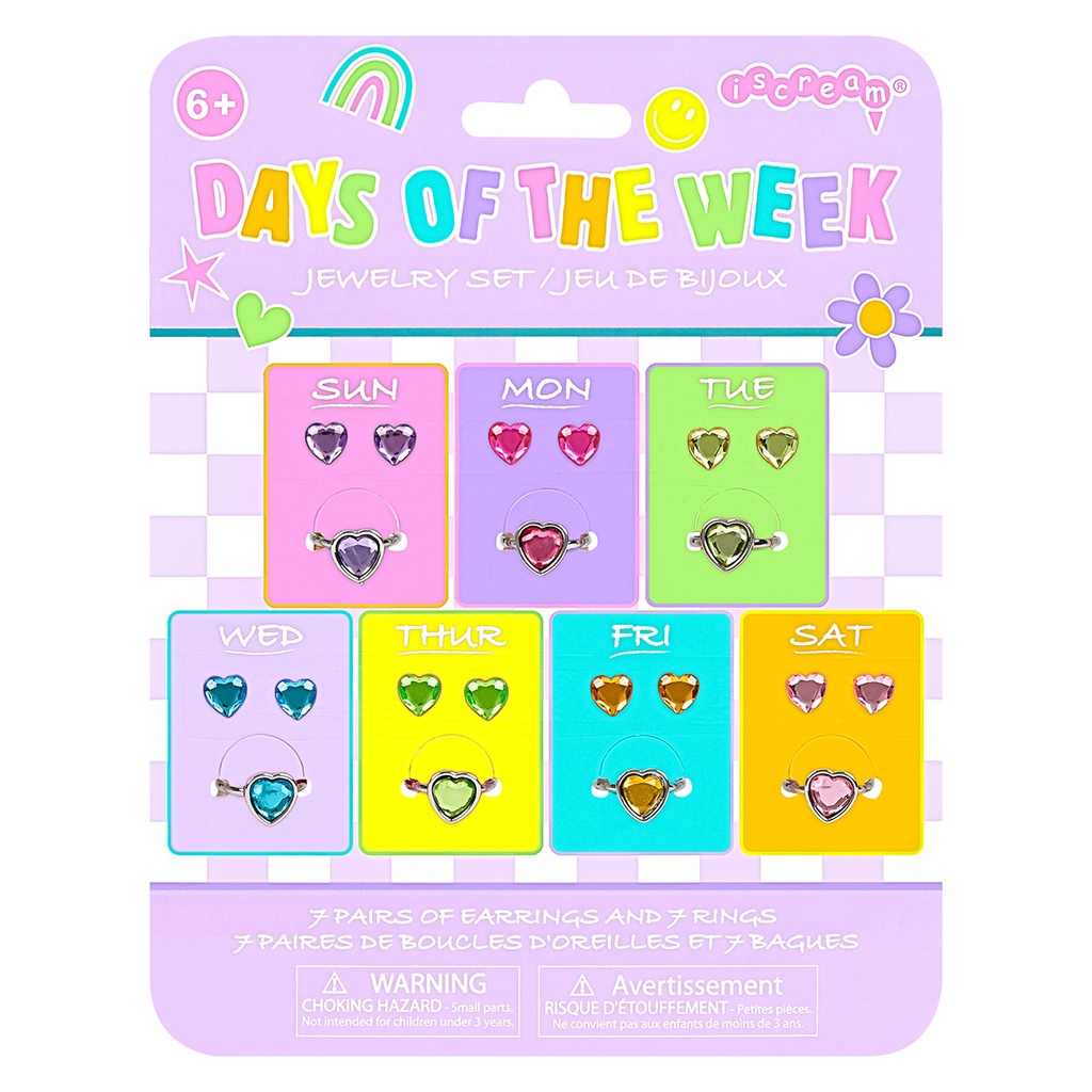Days of the Week Stick-on Earrings and Rings