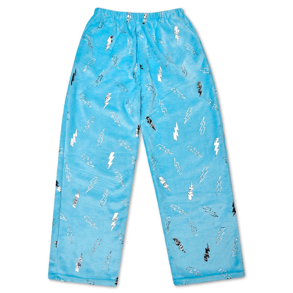 [820-3698XS] Blue Foil Lightning Plush Pants (Youth X-Small (4-6))