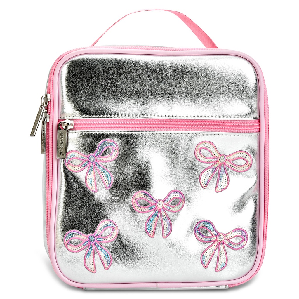 Silver Sequin Bows Lunch Tote