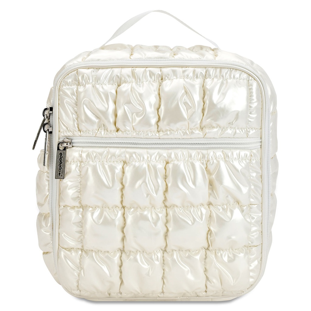 Pearl White Shiny Puffer Lunch Tote - Thumbnail 2