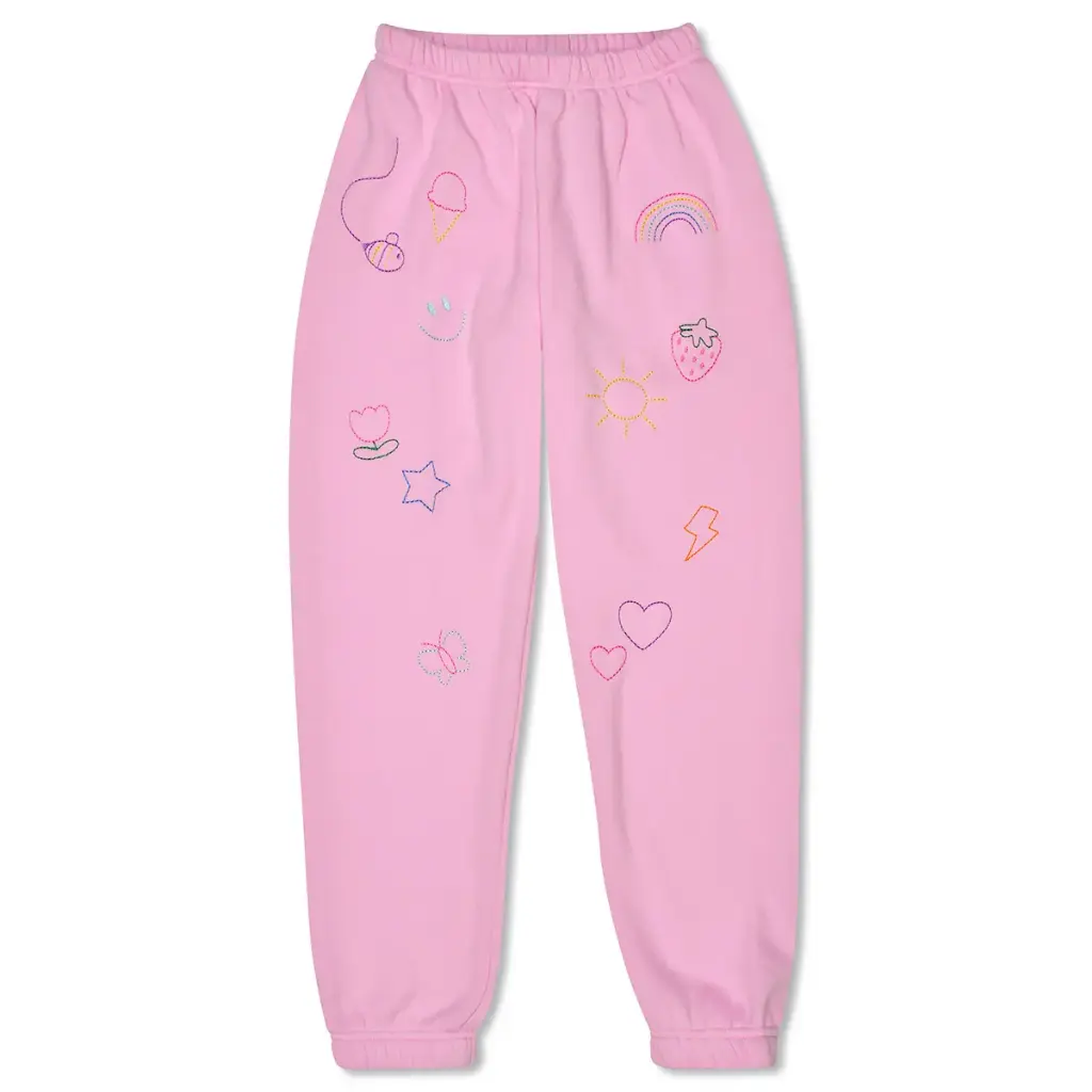 Doodle Check Rose Sweatpants