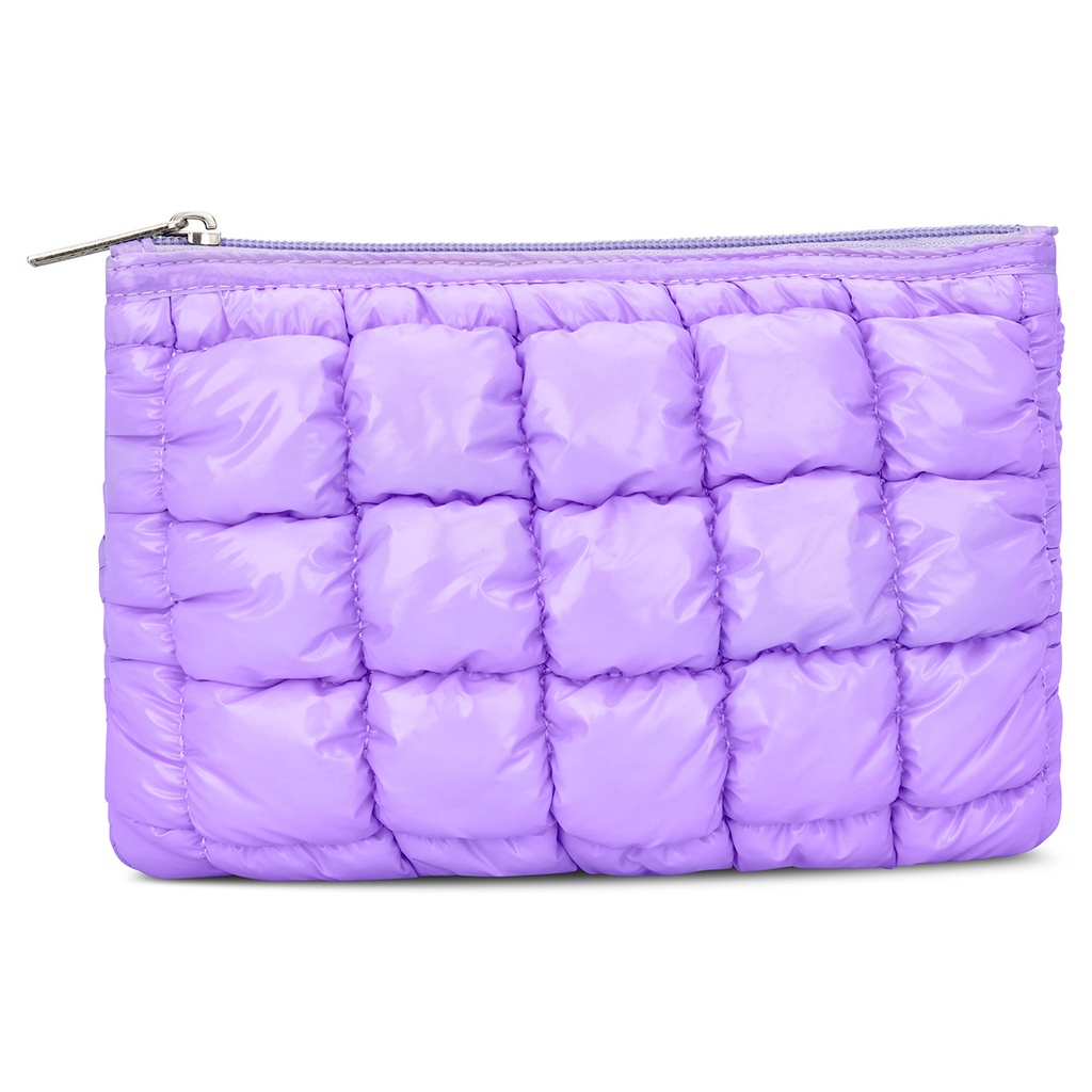 Lavender Shiny Puffer Pouch