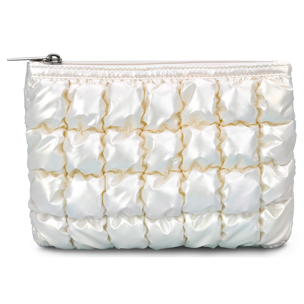 Pearl White Shiny Puffer Pouch