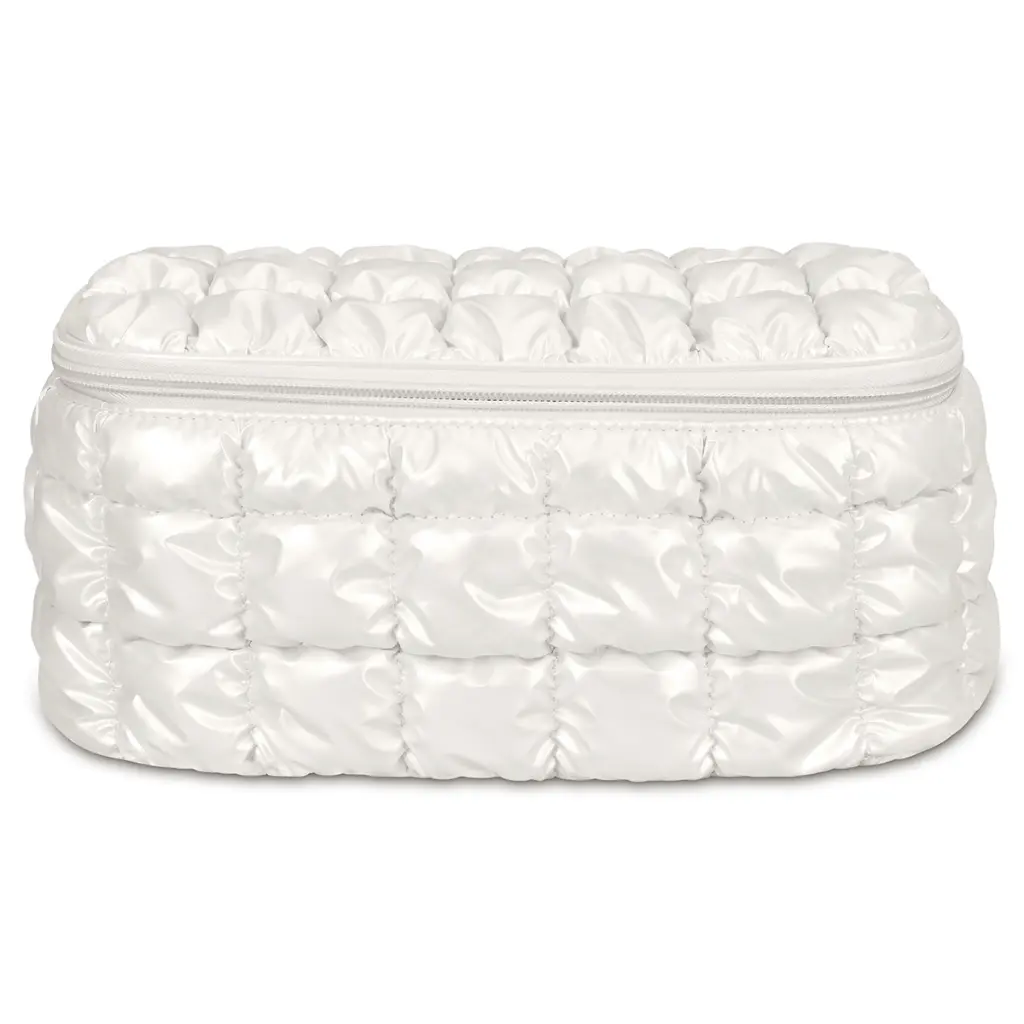 Pearl White Shiny Puffer Cosmetic Case