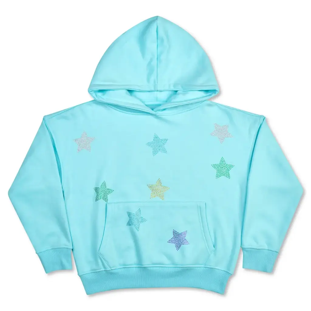 [820-3851S] Sparkling Stars Blue Hoodie Sweatshirt (Youth Small (6-8))