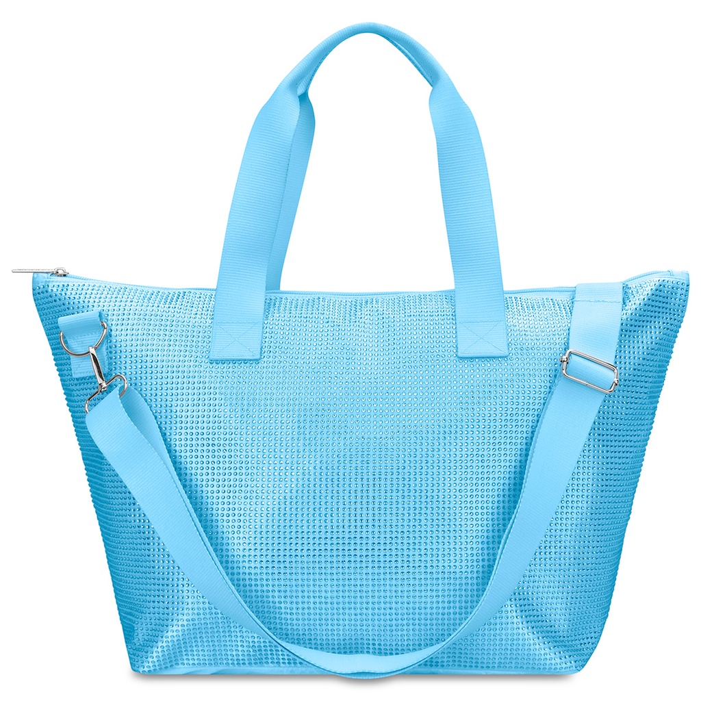 [810-2387] Blue Rhinestone Overnight Bag