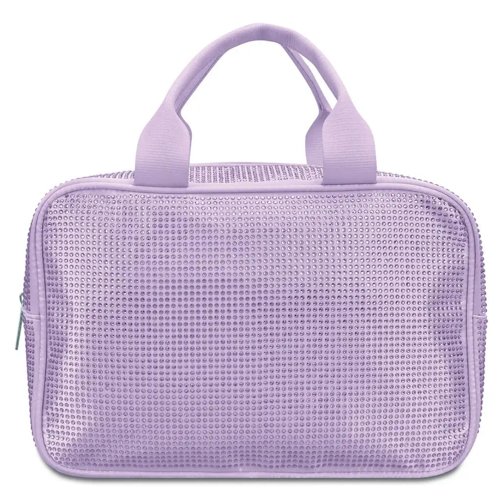 Lavender Rhinestone Large Cosmetic Bag