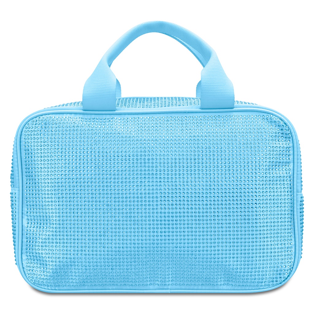 [810-2388] Blue Rhinestone Large Cosmetic Bag