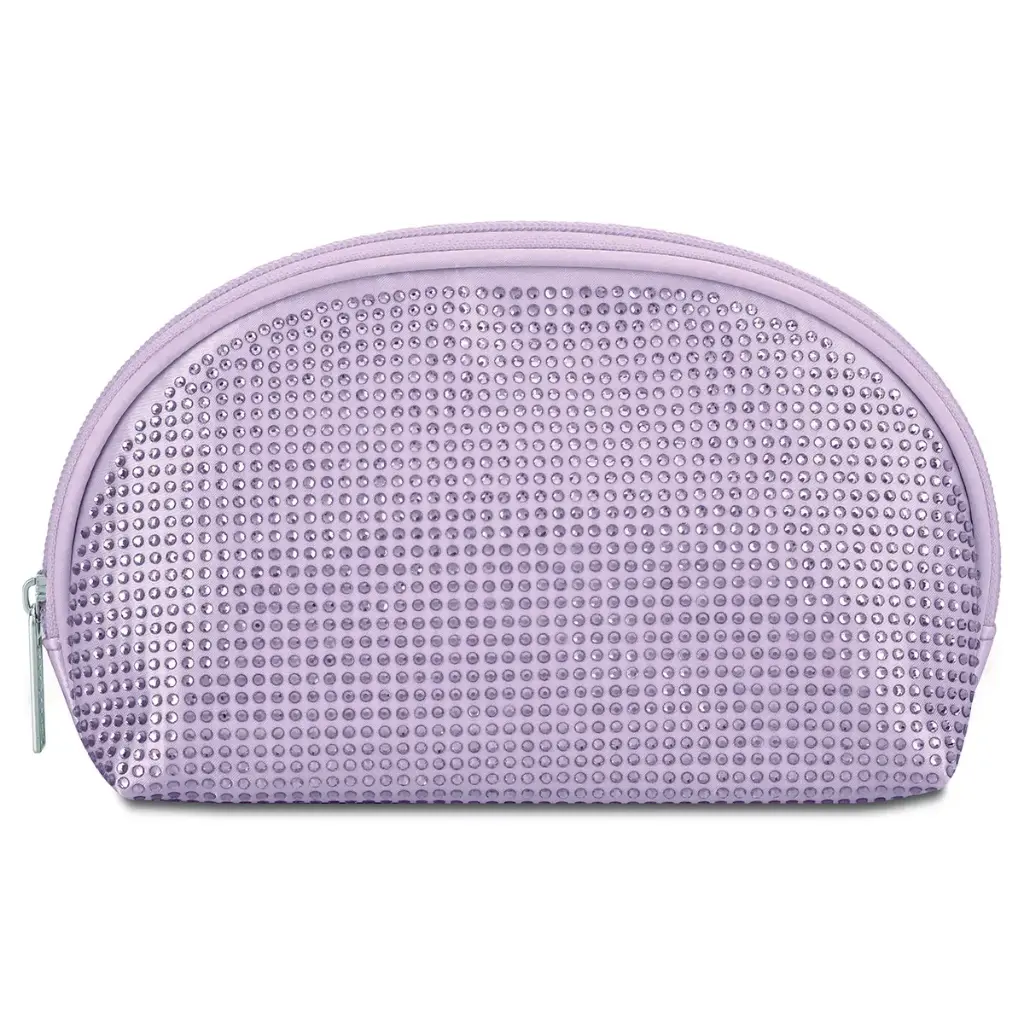 Lavender Rhinestone Oval Cosmetic Bag