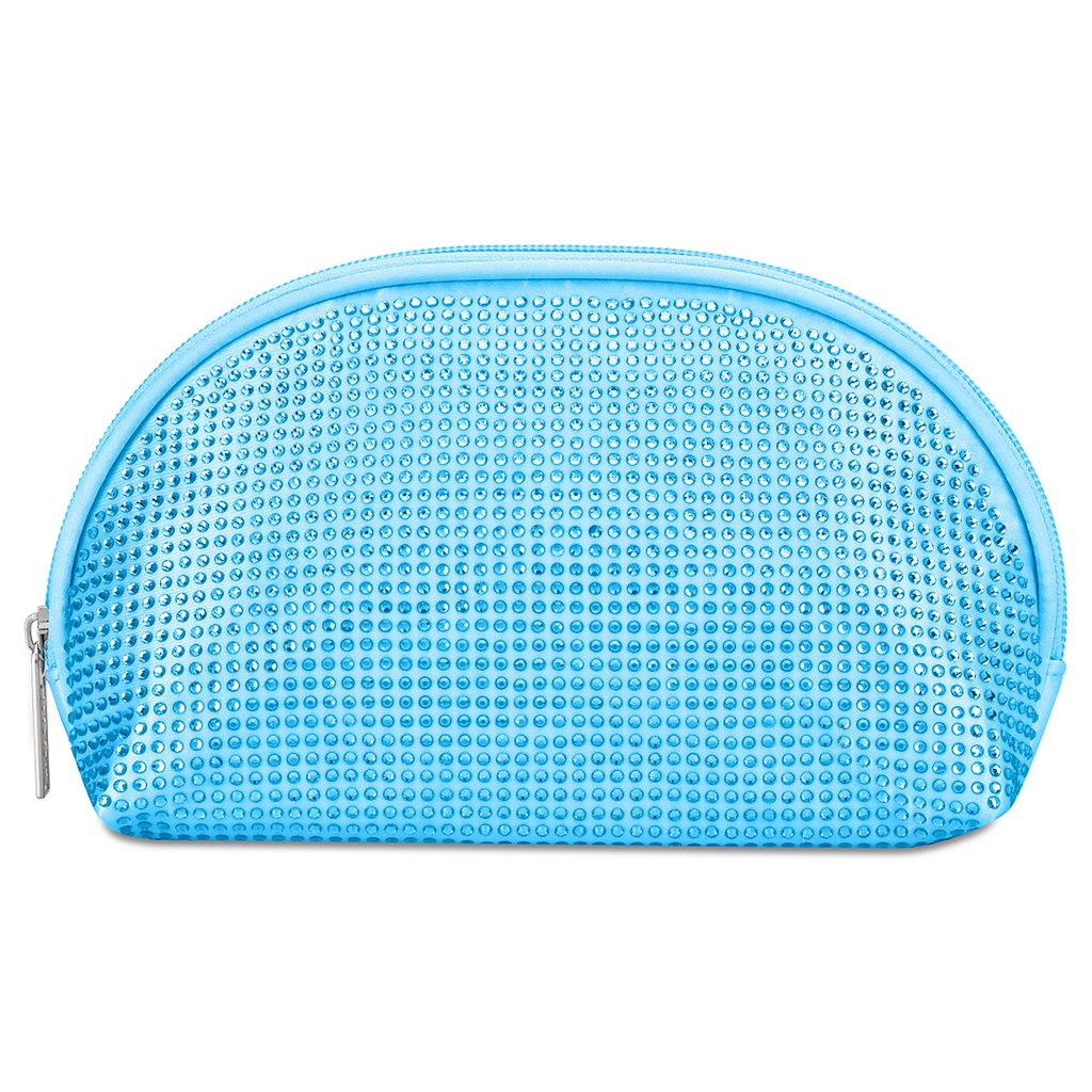 [810-2389] Blue Rhinestone Oval Cosmetic Bag