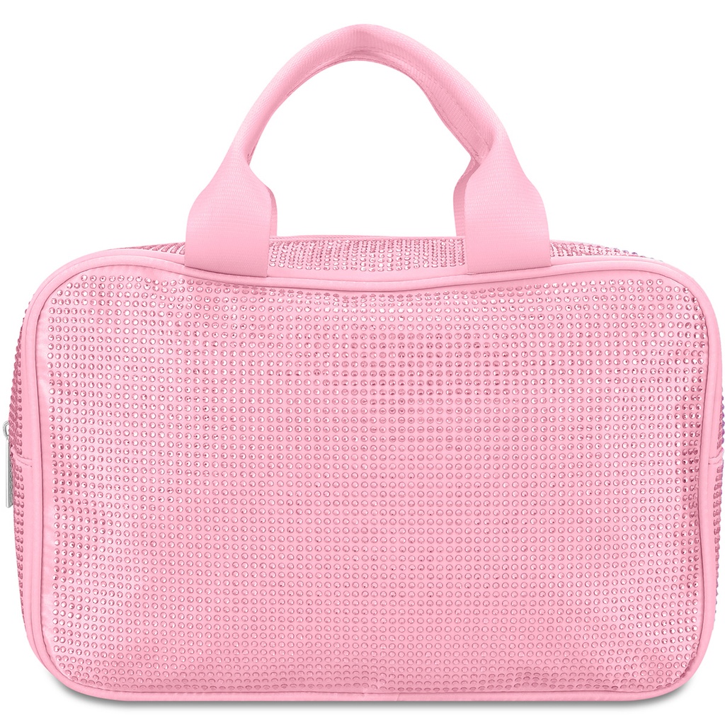 Pink Rhinestone Large Cosmetic Bag