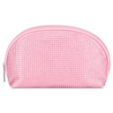 Pink Rhinestone Oval Cosmetic Bag