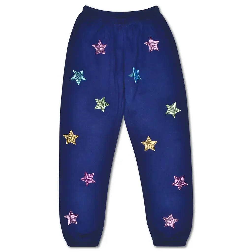 [820-3954S] Sparkling Stars Navy Sweatpants (Youth Small (6-8))