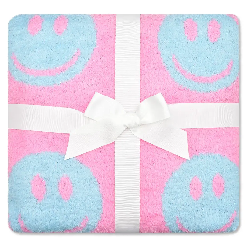 [780-4844] Made You Smile Cozy Knit Blanket
