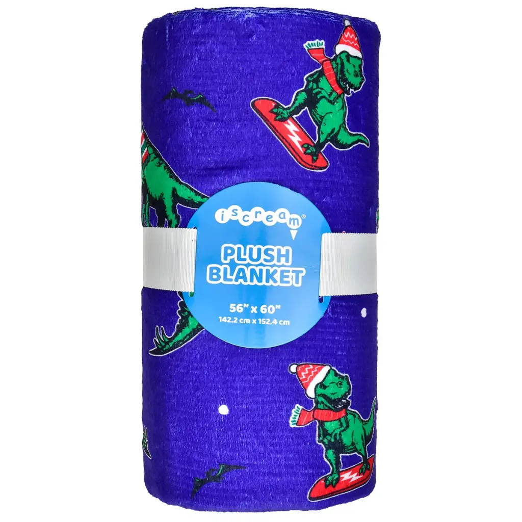 [780-4833] Holiday Dino Plush Blanket