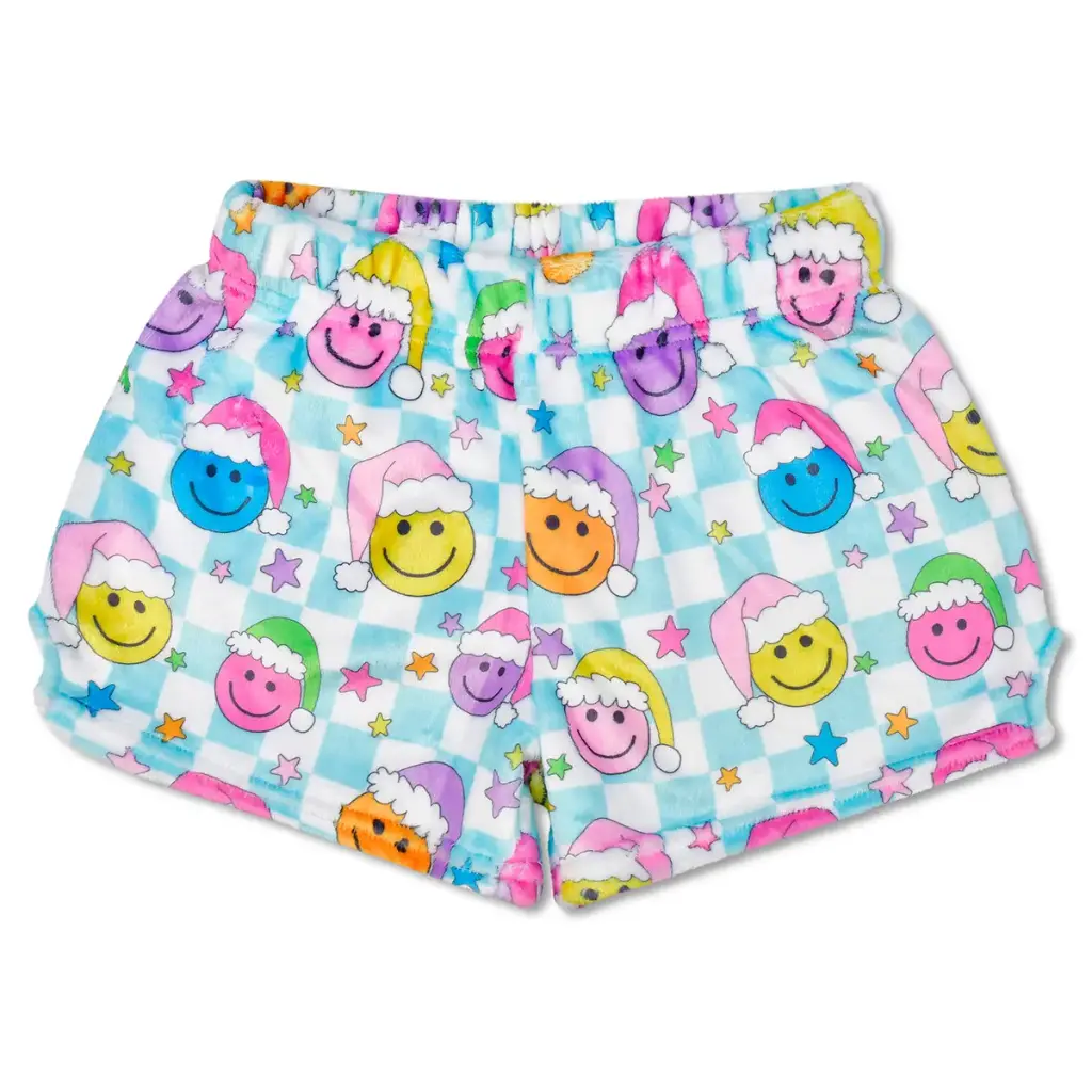[820-3959AS] Happy Santa Plush Shorts (Adult Small (4-6))