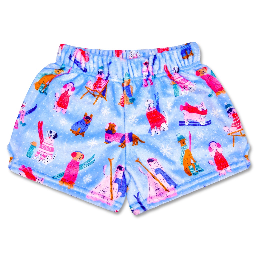 [820-3943AS] Ski Dogs Plush Shorts (Adult Small (4-6))