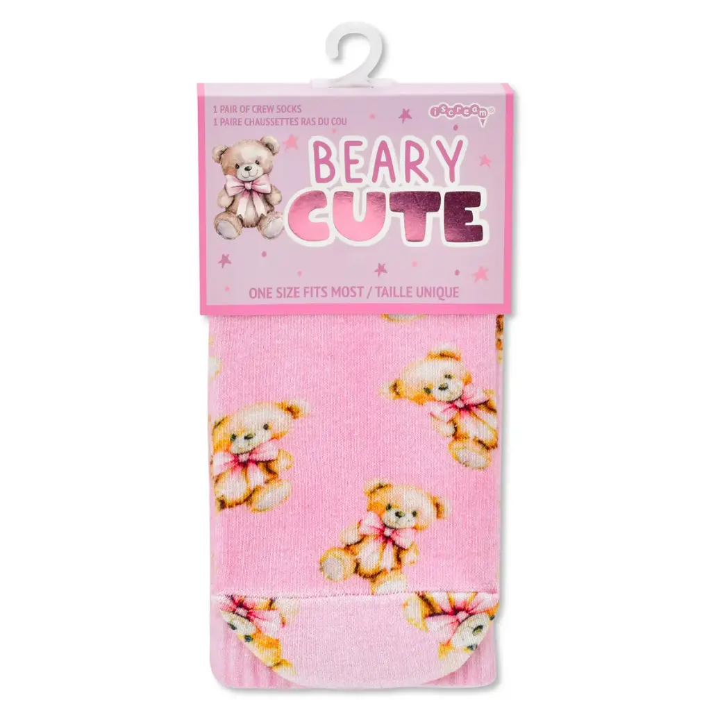 Beary Cute Pink Socks