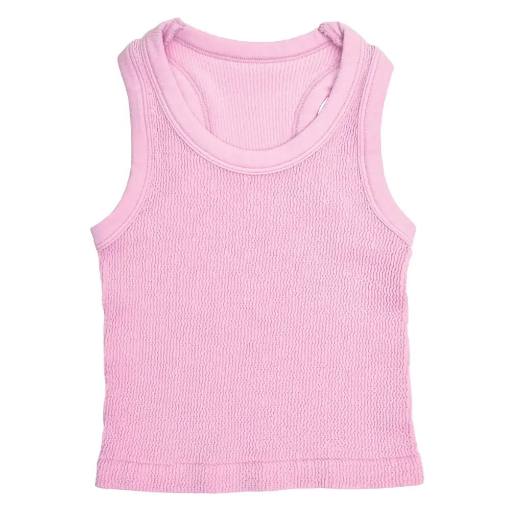 Rose Cropped Smocked Racerback Tank Top