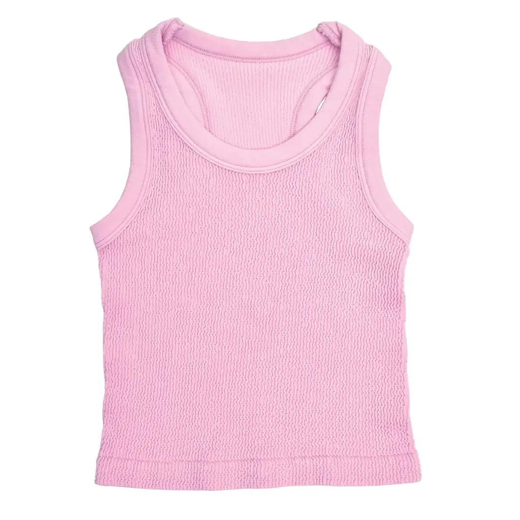 Rose Cropped Smocked Racerback Tank Top