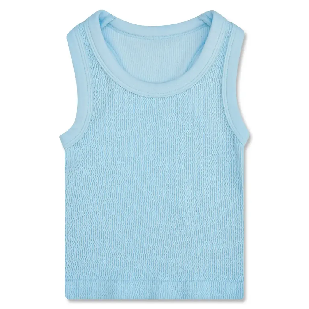 [820-4035S-M] Light Blue Smocked Racerback Tank Top (Youth Small/Medium (7-10))