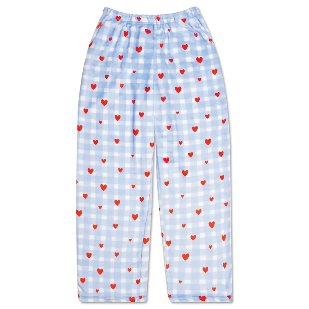[820-4011XS] Gingham Hearts Plush Pants (Youth X-Small (4-6))