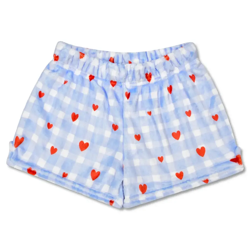 [820-4012XS] Gingham Hearts Plush Shorts (X-Small (4-6))