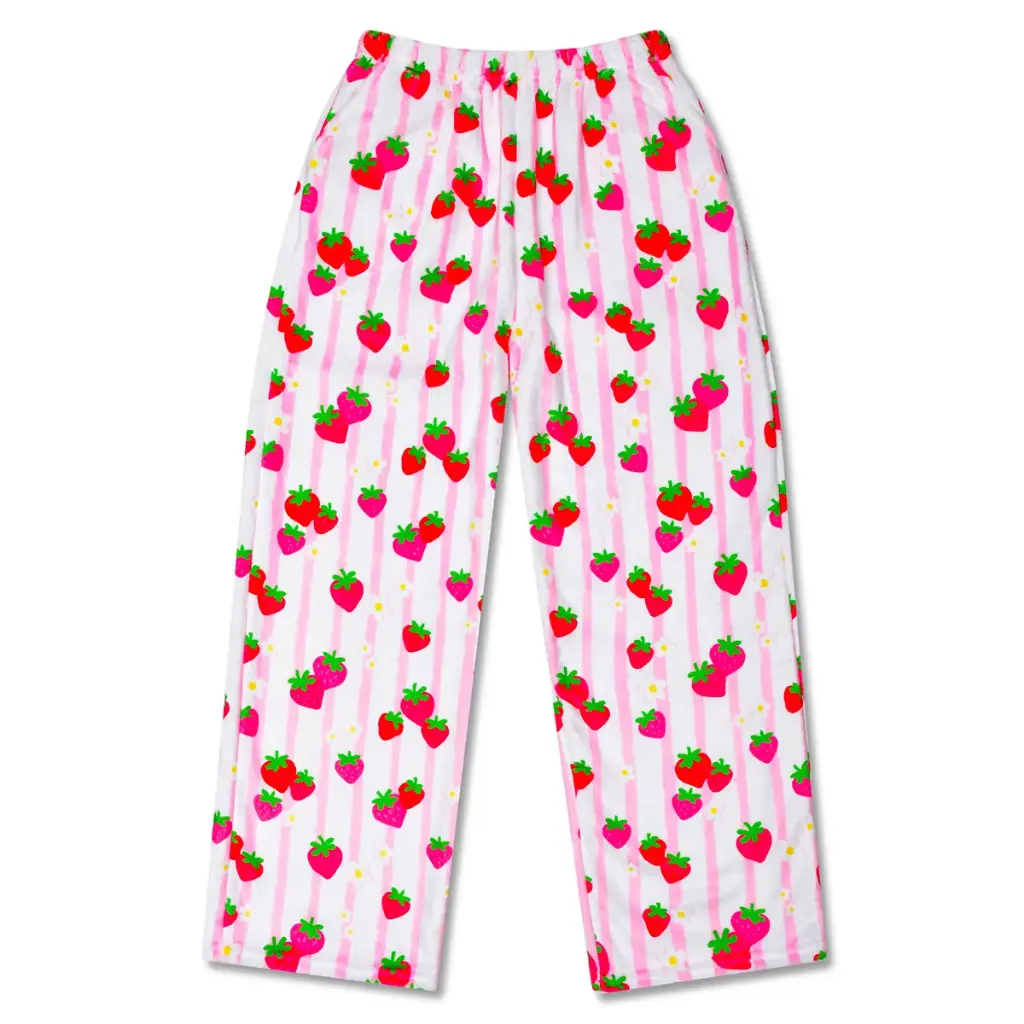 [820-4090XS] Strawberry Stripes Plush Pants (Youth X-Small (4-6))
