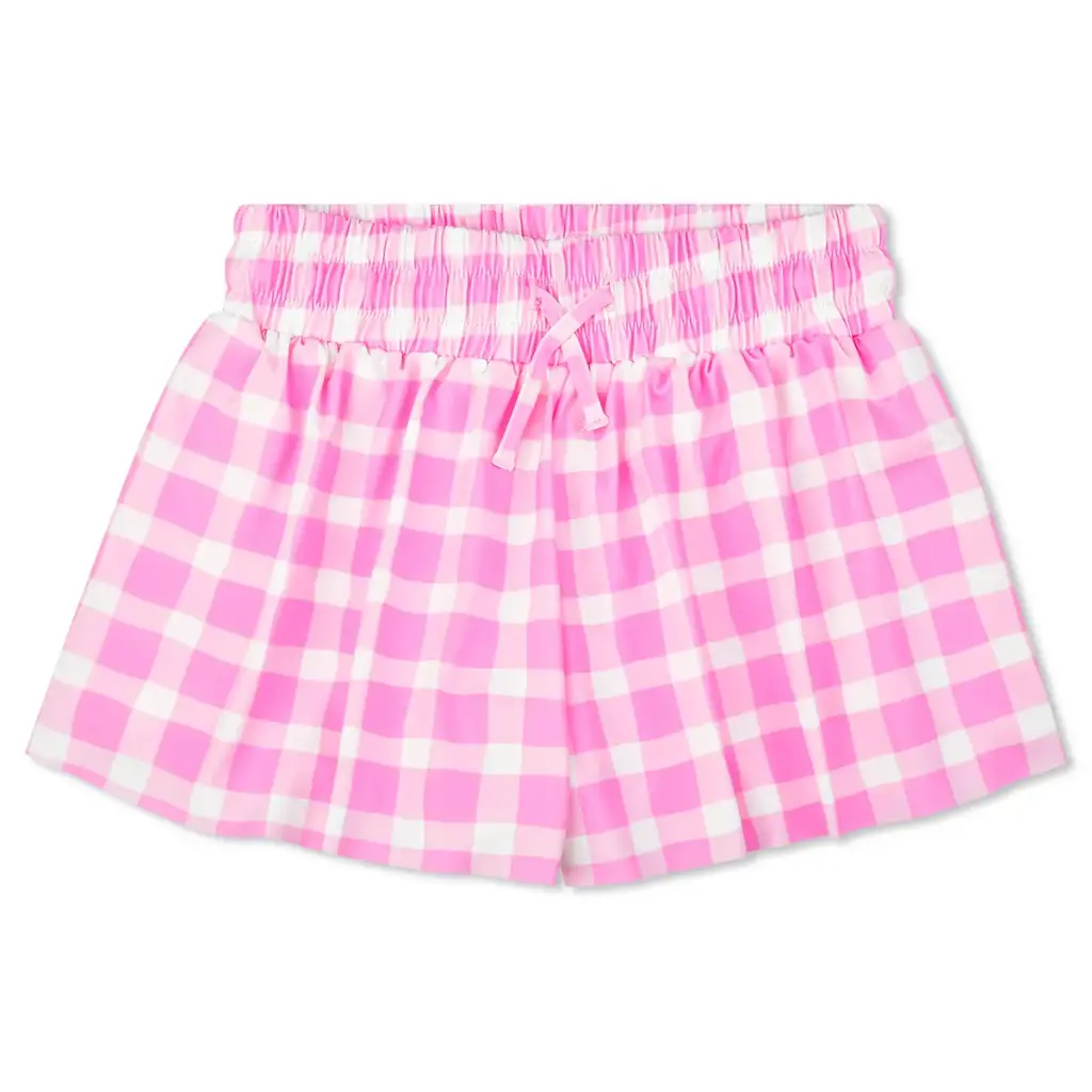 [820-4076L] Pink Gingham Butterfly Shorts (Youth Large (14))