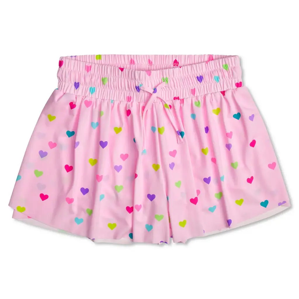 [820-4105L] Heart Confetti Butterfly Shorts (Youth Large (14))