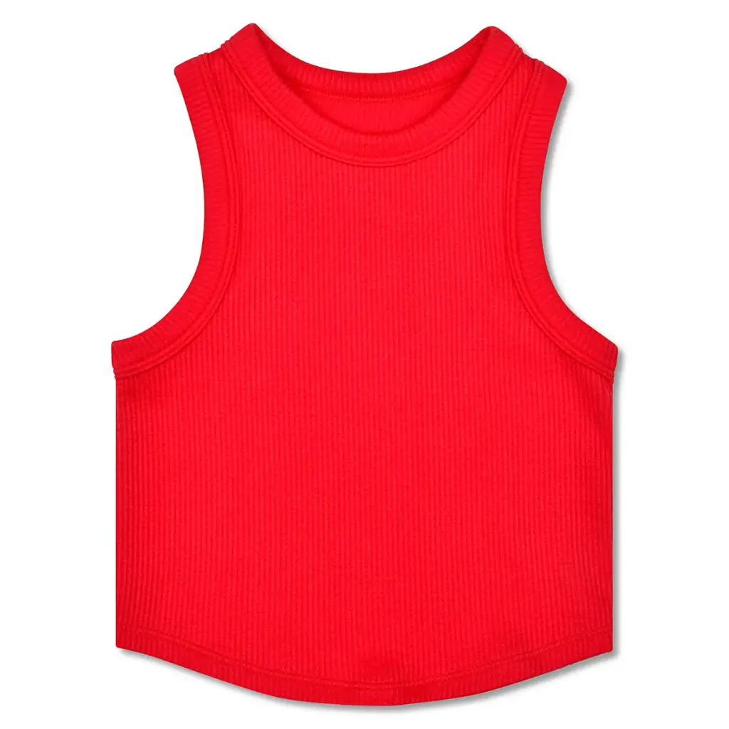 Cherry Red Cropped Ribbed Racerback Tank Top